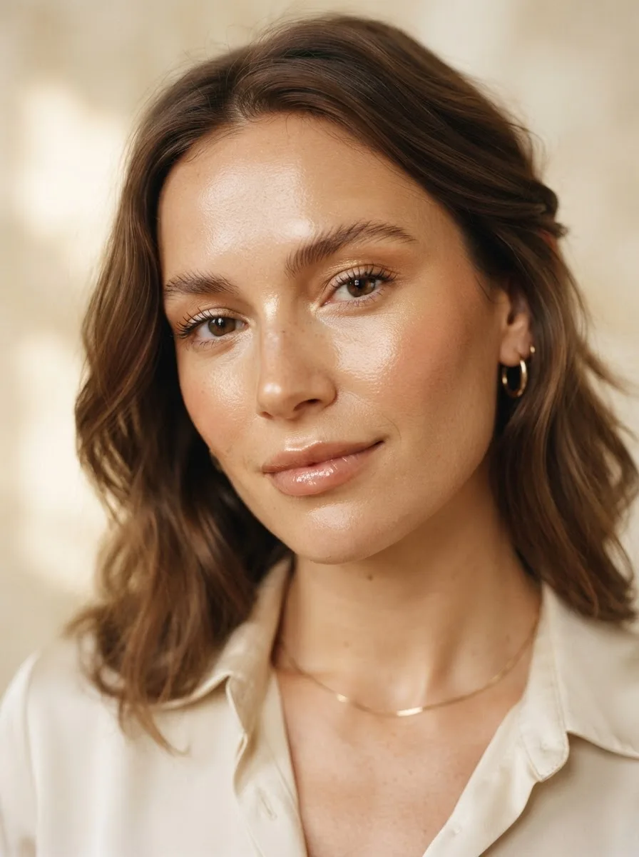 Soft glowing natural glam beauty portrait.